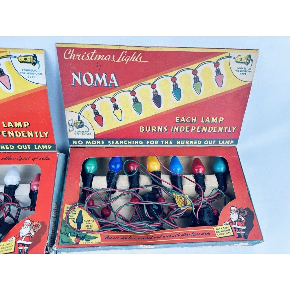 Lot Of 2 Vintage Christmas Noma Indoor Lights - Original Boxes #3010 #6569 Works